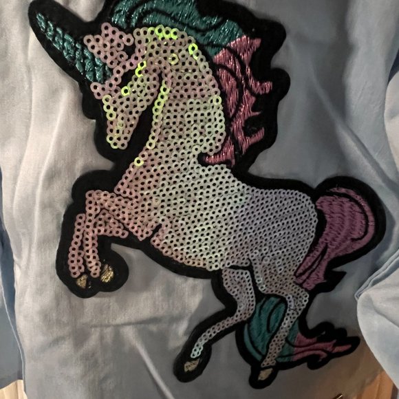 New Lizette Collection blouse, size L, color blue , open long sleeves. - Picture 3 of 6